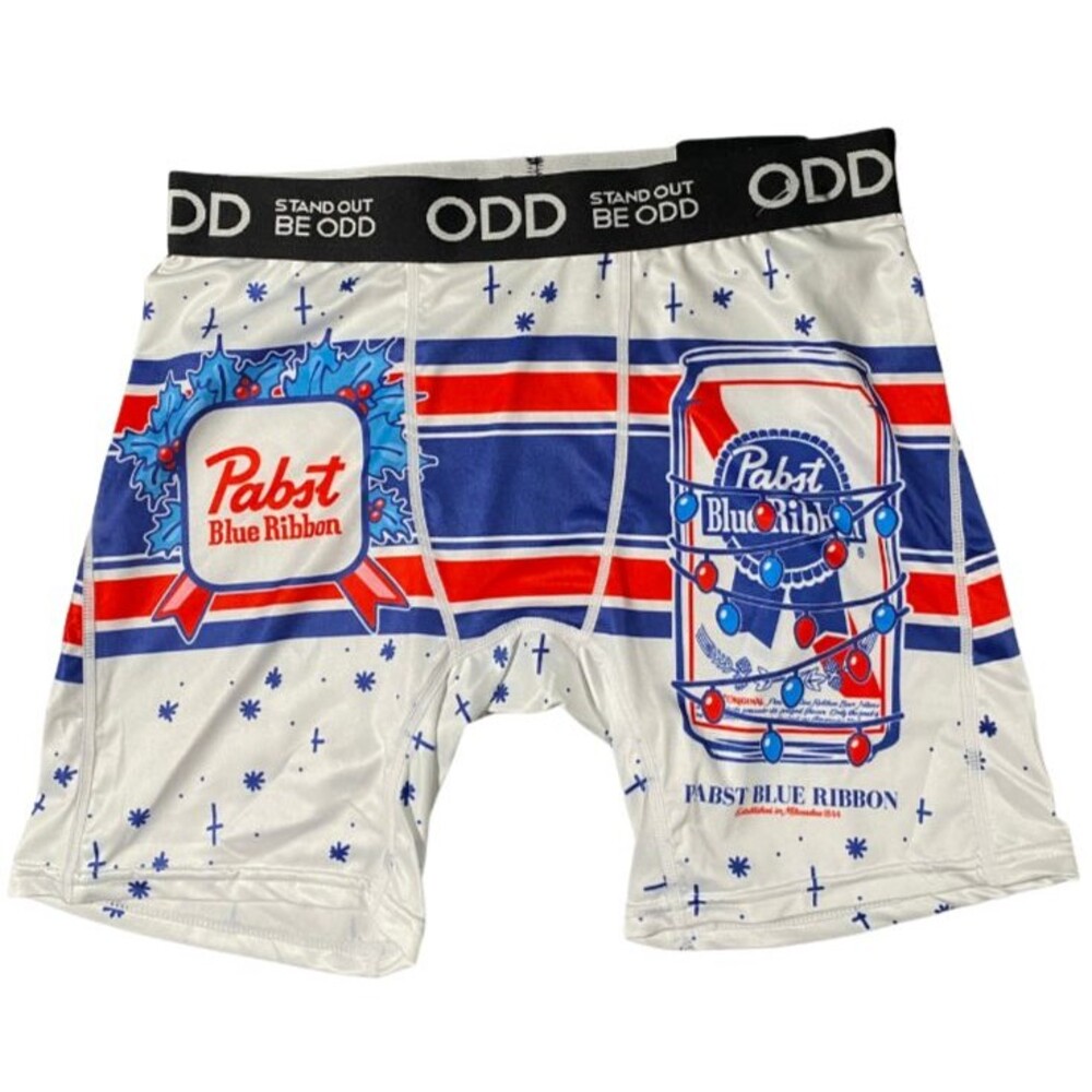 Odd Mens Boxer Briefs Pabst Blue Ribbon Print Novelty Underwear Size M NWT RARE